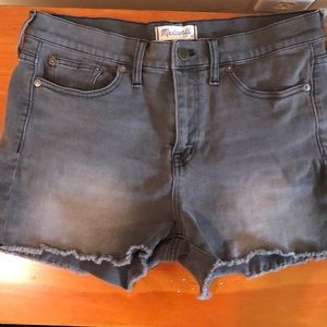 Distressed denim shorts